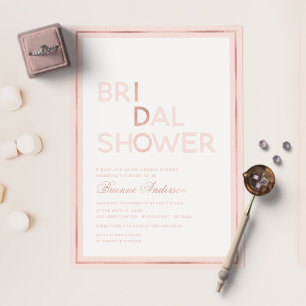 Blush & Rose Goldfolie gepresst I do Brautparty Folieneinladung