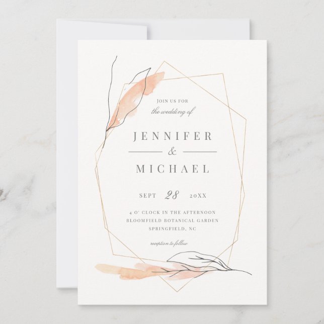 Blush Rose Handgezeichnet Frühjahrssonne Einladung (Vorderseite)