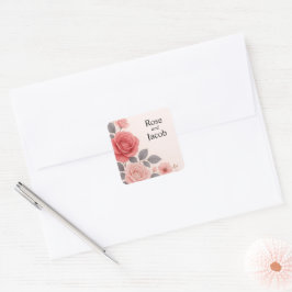 Blush-Rose-Hochzeit Quadratischer Aufkleber