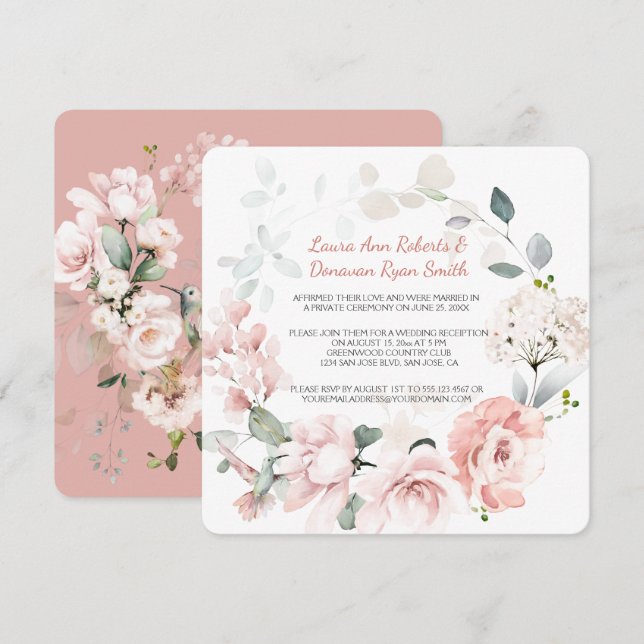 Blush Rose Hummingbirds Grün besetzen Hochzeit (Vorne/Hinten)
