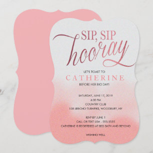 Blush & Rose Imitate Fossil, Sip Hooray Brautparty Einladung