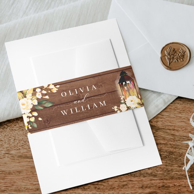Blush Rose Lattern Rustic Wood Wedding Einladungsbanderole (Von Creator hochgeladen)