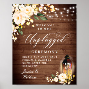 Blush Rose Lattern Unplugged Wedding Zeremonie Poster