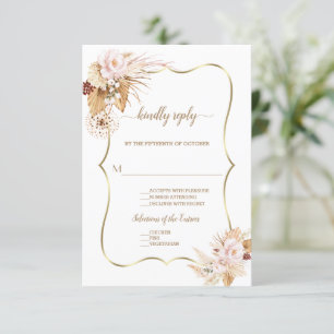 Blush Rose Palm Pampas Grass Hochzeit RSVP Karte