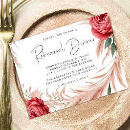 Blush Rose Pampas Grass Hochzeit Probe Dinner Einladung