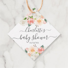 Blush Rose & Peonies Baby Dusche Gefallen Tag Geschenkanhänger