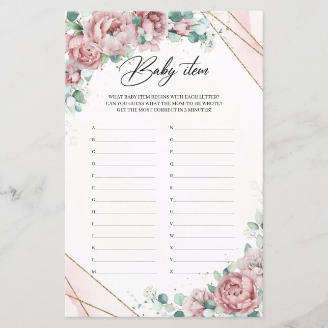 Blush-Rose-Peonies-Goldrahmen-Grünpflanzen Babyart (Vorderseite)