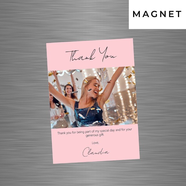 Blush rose photo merci carte magnétique (Créateur téléchargé)