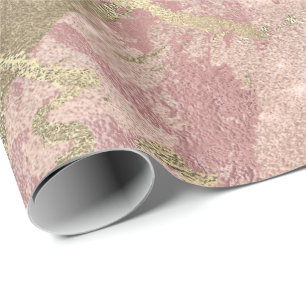 Blush Rose Rosa Marmor Shiny Spark Powder Gold Geschenkpapier