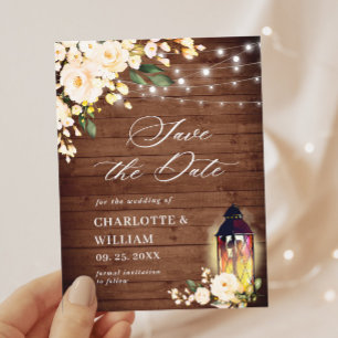 Blush-Rose Rustikale Holzhochzeit retten das Datum Postkarte