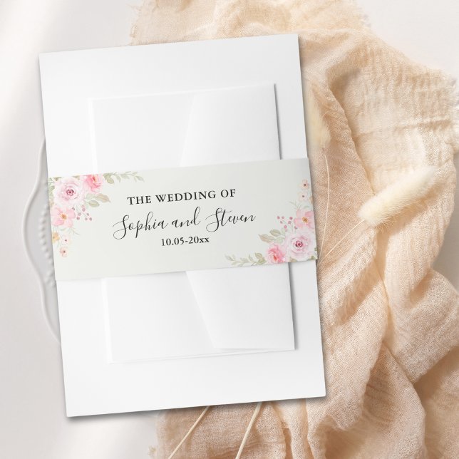 Blush Rose-Themed Elegant Wedding Einladungsbanderole (Von Creator hochgeladen)