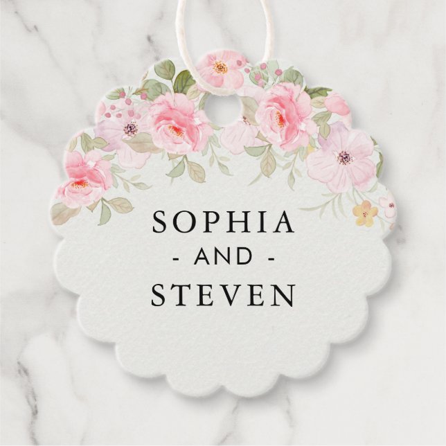 Blush Rose-Themed Elegant Wedding Geschenkanhänger (Vorderseite)