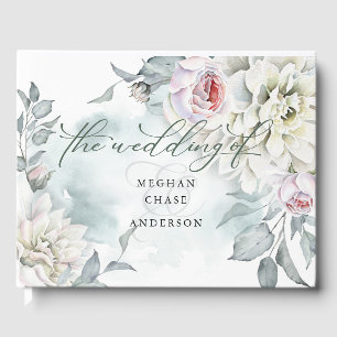 Blush Rose und Alabaster Garden Floral Guest Book Gästebuch