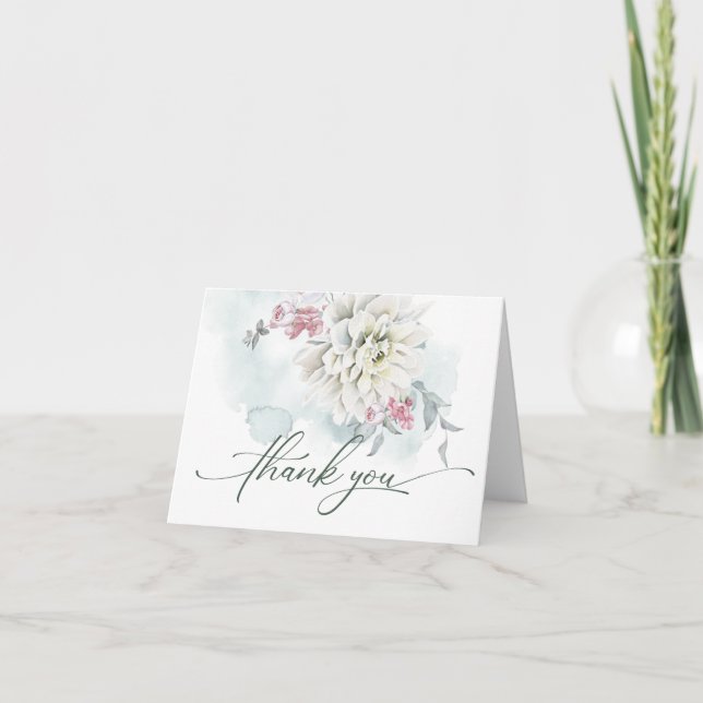 Blush Rose und Alabaster Garden Vielen Dank Dankeskarte (Vorderseite)