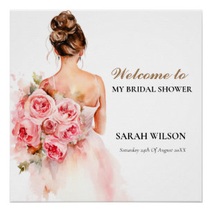 Blush Rose Wasserfarbe Hochzeitskraut Brautparty Poster