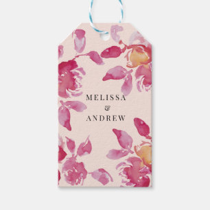 Blush Rose Wasserfarbe Moderne Hochzeit Geschenkanhänger