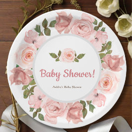Blush Rose Wasserfarben BläsernBaby Dusche Pappteller