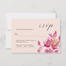 Blush Rose Watercolor Moderne Hochzeitskarte RSVP Karte