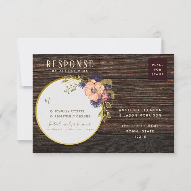 Blush Rücksendeadresse Hochzeit von rustikalem Hol RSVP Karte (Vorderseite)