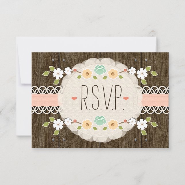 BLUSH RUSTIC FLORAL BOHO WEDD RSVP CARD (Vorderseite)