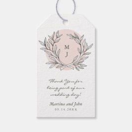 Blush Rustic Monogram Gastgeschenk Hochzeit Tag Geschenkanhänger