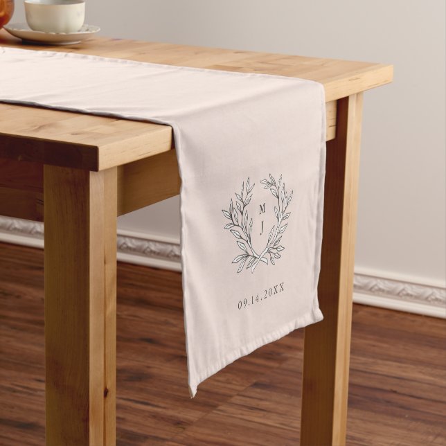 Blush Rustic Monogram ReceptionTable Runner Kurzer Tischläufer (Beispiel)
