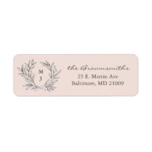 Blush Rustic Monogram Rücksendeadresse