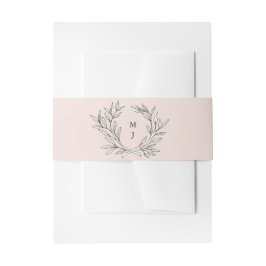 Blush Rustic Monogram Wreath Invasion Bauchband Einladungsbanderole