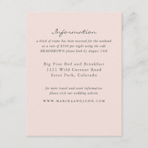 Blush Rustic Monogram Wreath Wedding Info Card Begleitkarte