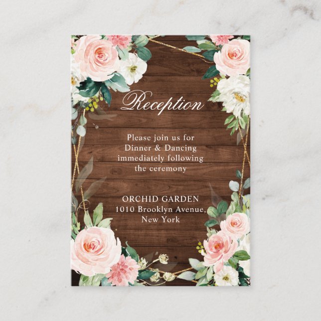 Blush Rustic Wood Floral Geometric Botanic Begleitkarte (Vorderseite)