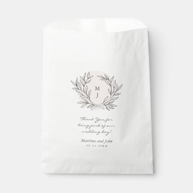 Blush Rustikale Monogram Gastgeschenk Hochzeit Bag Geschenktütchen (Vorderseite)