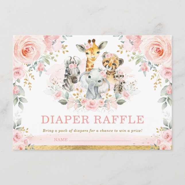 Blush Safari Jungle Baby Girl Dusche Windelwanne W Begleitkarte (Vorderseite)