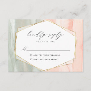 Blush & Sage Aquarell-Geometrie-Hochzeits-RSVP Begleitkarte