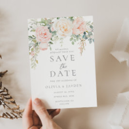 Blush & Sage Bloral Schöne Hochzeit Save The Date
