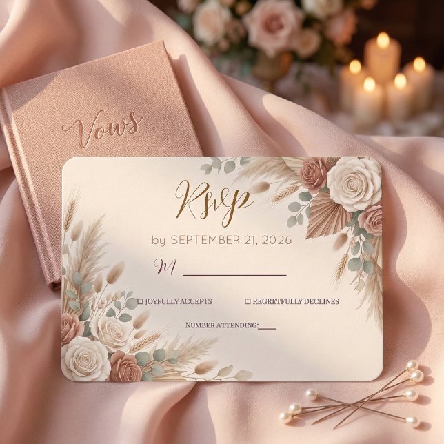 Blush Sage Botanical Elegance RSVP Karte (Von Creator hochgeladen)