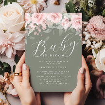 Blush Sage Floral Girl Baby in Bloom Baby Dusche