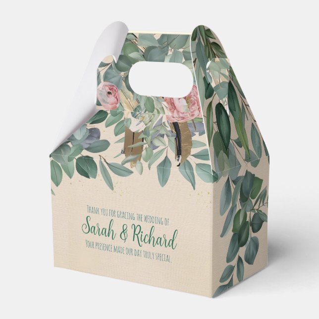 Blush Sage Floral Wedding Geschenkschachtel (Vorderseite)