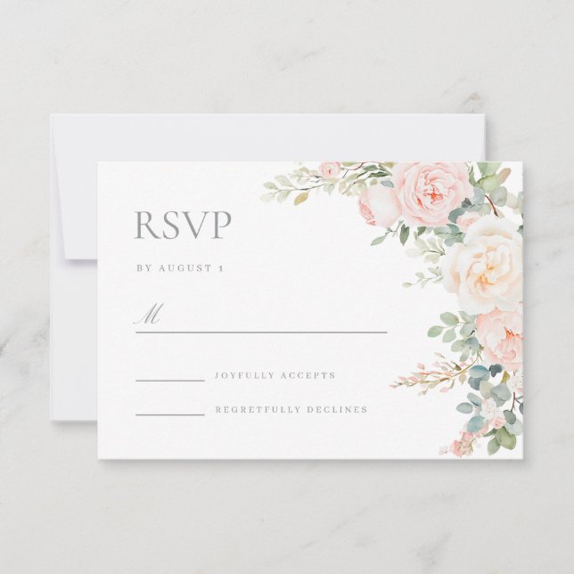 Blush Sage Floral Wedding Response RSVP Card Karte (Vorderseite)
