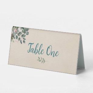 Blush Sage Floral Wedding Tischnummer Tischaufsteller