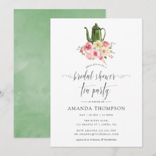 Blush & Sage Green Brautparty Tee Party Einladung