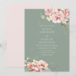 Blush & Sage Green Wedding Einladung