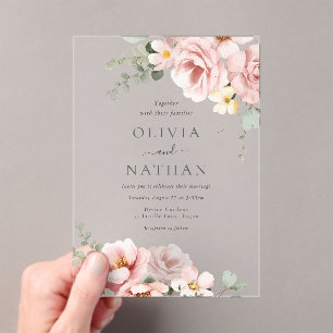 Blush & Sage Grüne Göttliche Eleganz Hochzeit Acryleinladungen