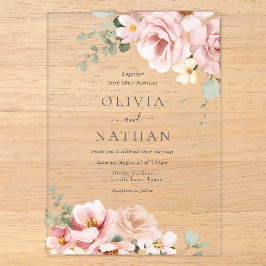 Blush & Sage Grüne Göttliche Eleganz Hochzeit Acryleinladungen