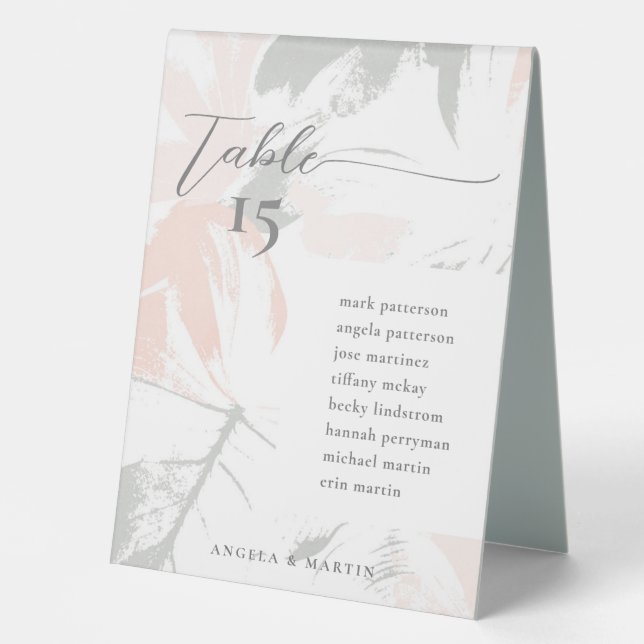 Blush Sage Moderne Tischnummer Tischaufsteller (Vorderseite)