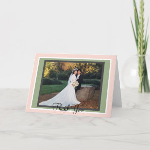 Blush Sage Monogram Wedding Foto Dankeskarte