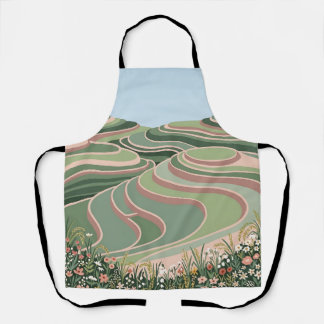 Blush & Sage Reisterrassen-Schürze – Folk Art Küch Schürze