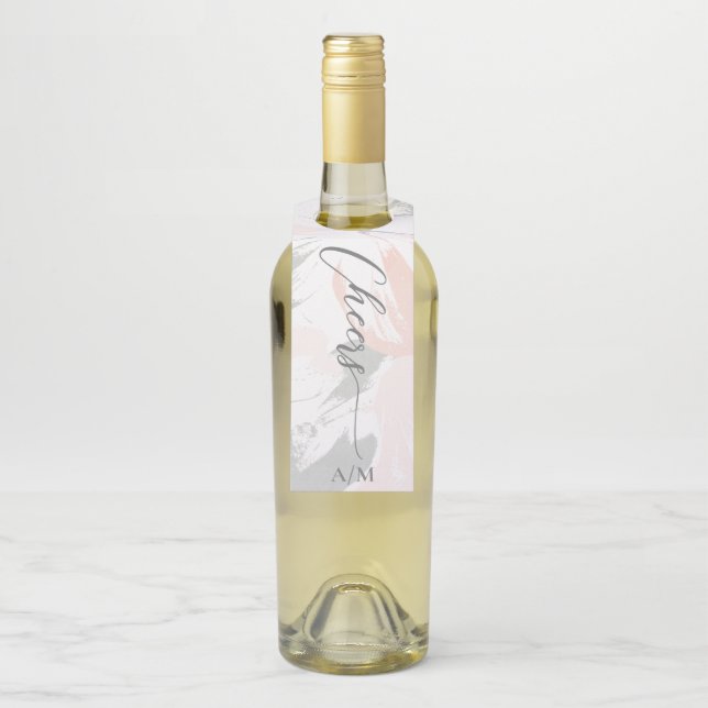 Blush Sage Wassercolor Hochzeit Flaschenanhänger (Auf Flasche)