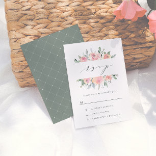 Blush & Sage Wasserfarbe Blumenzehen RSVP Karte