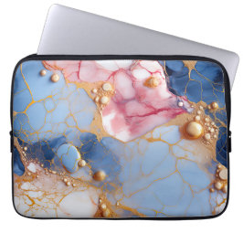 Blush & Sapphire Marble with Golden Pearls Laptopschutzhülle