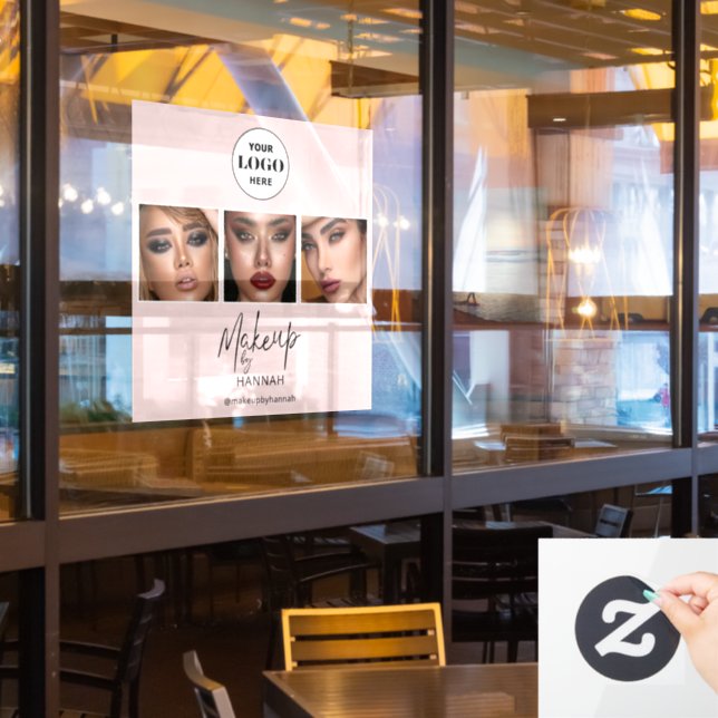 Blush Schrift Logo Foto Makeup Studio Fensteraufkleber (Restaurantfenster)